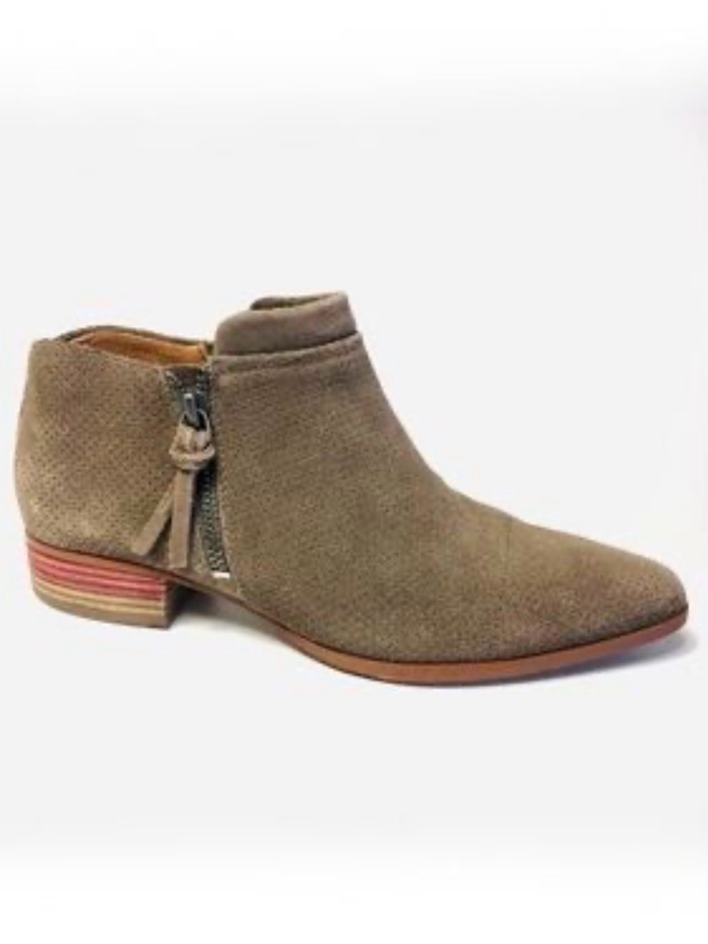 Bettye Anthropologie Ankle Bootie Brown Leather Block Heel Pointed Toe Women 8 M